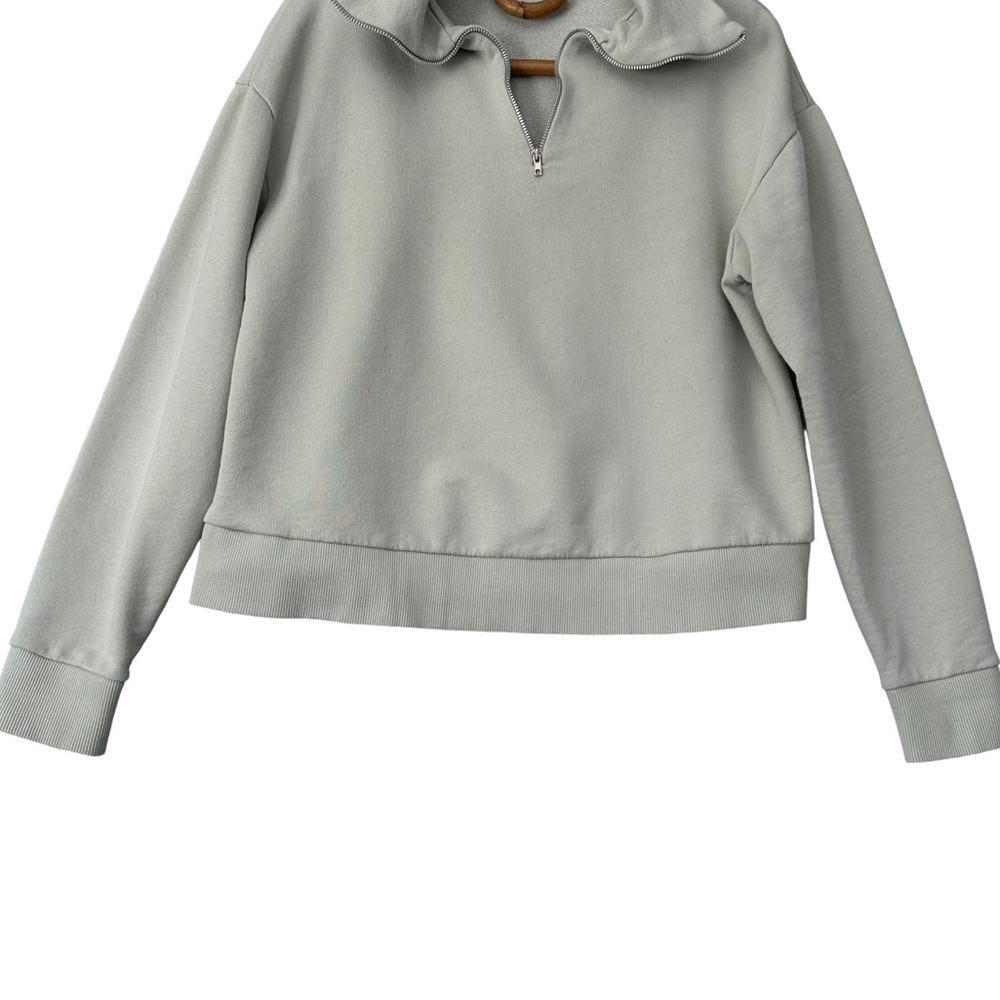 MNG | Collared 1/4 Zip Sweatshirt Size S Pale Green - Picture 4 of 11